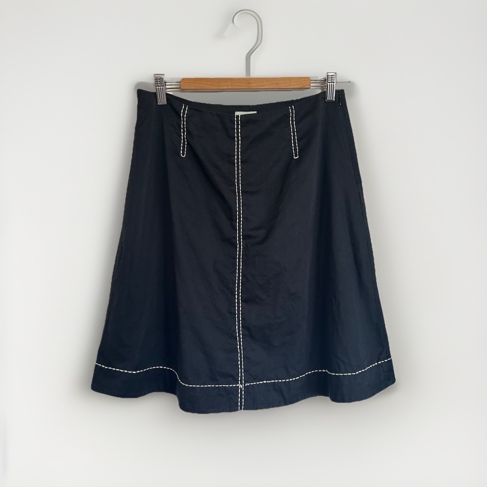 Odille Skirt Anthropologie Y2K Rockabilly Black W/ White Top Stitching A-line 10